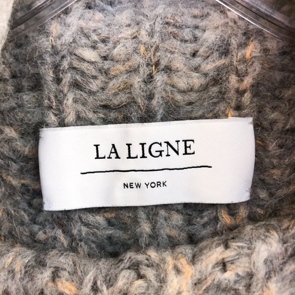 RARE La Ligne Classic Alpaca Wool Knit Turtleneck Gray Boxy Designer Sweater S - Picture 6 of 9